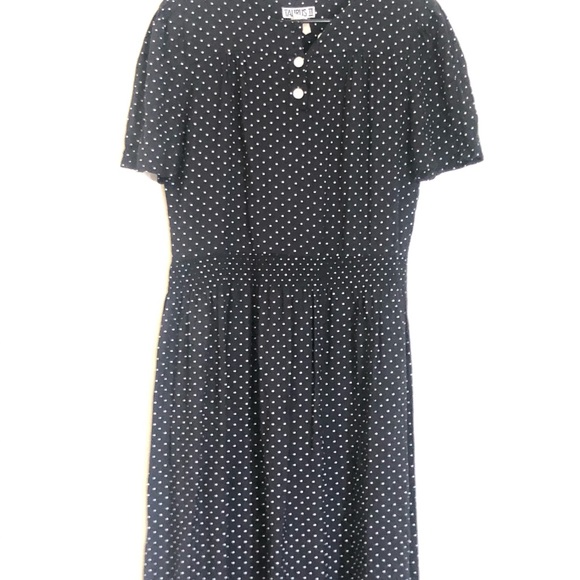 2/$50 Vintage 80s does 40s Modest Polka Dot dress - Picture 2 of 11